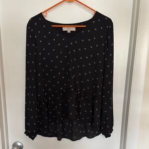 LOFT Black Patterned Women's Top